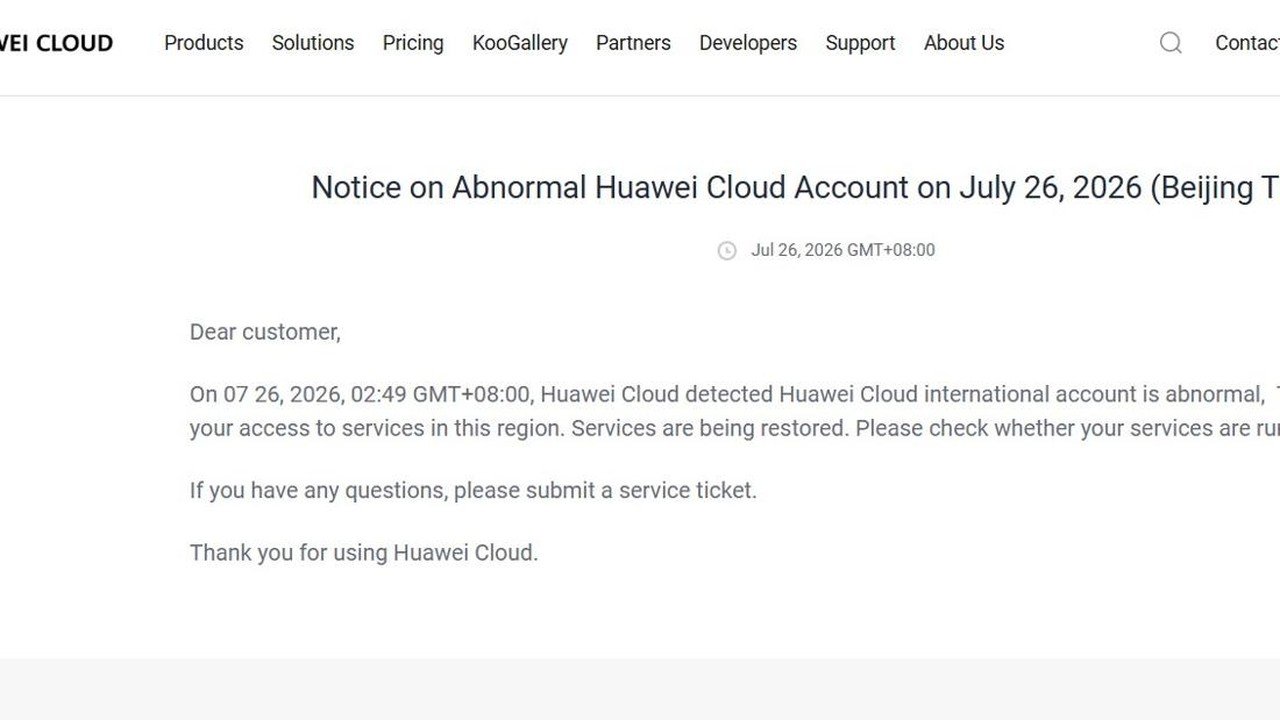 Gangguan Global Huawei Cloud Lumpuhkan Layanan, Indonesia Turut Terdampak