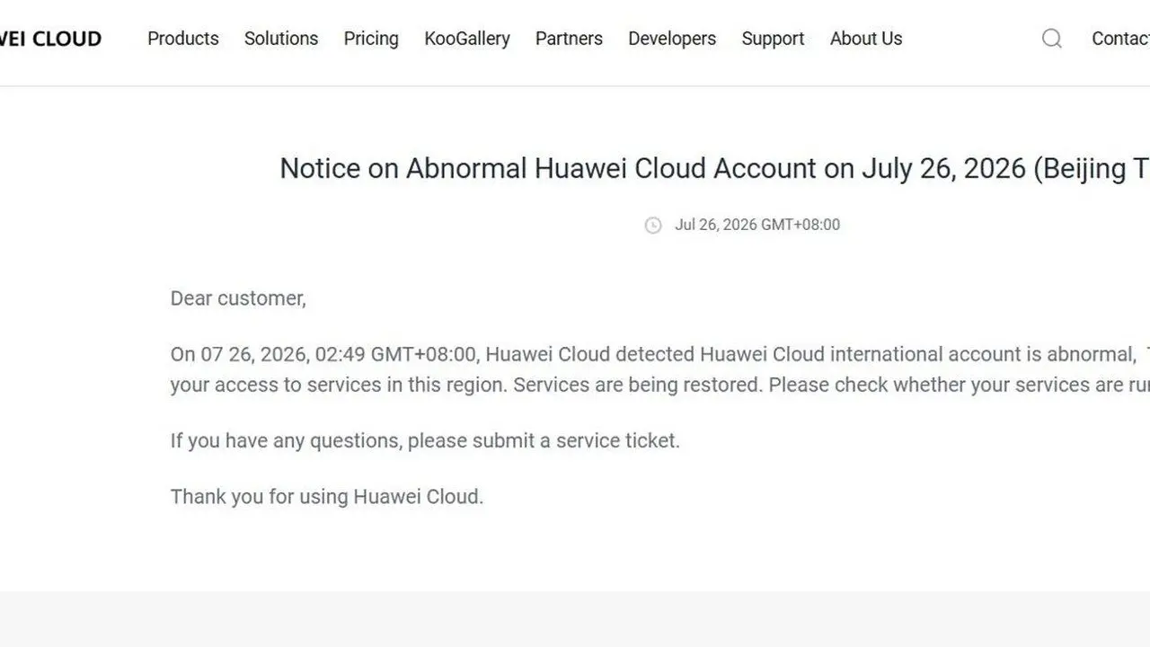 Gangguan Global Huawei Cloud Lumpuhkan Layanan, Indonesia Turut Terdampak