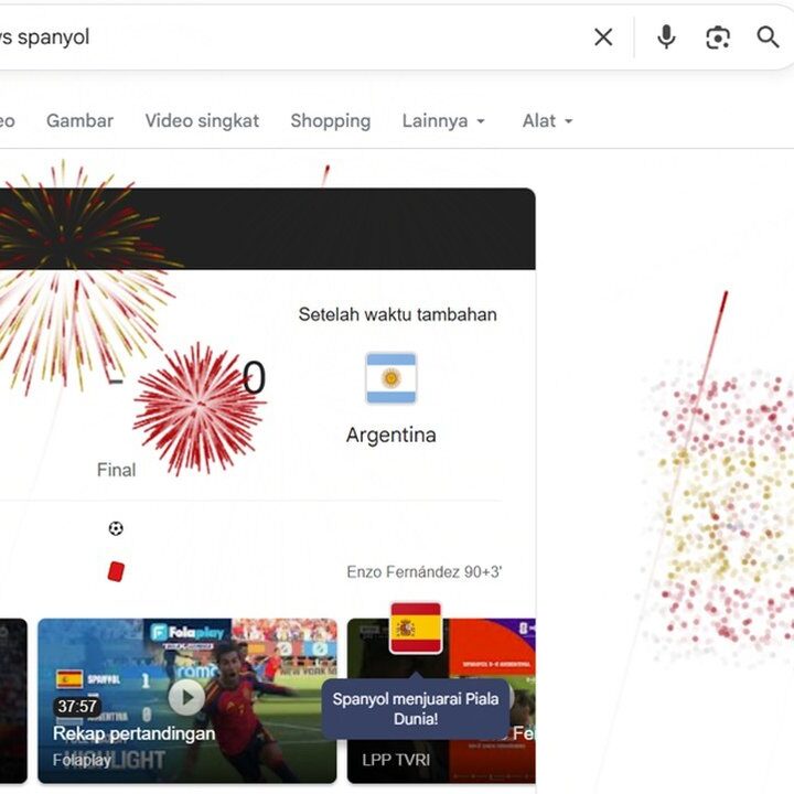 Google Rayakan Kemenangan Spanyol di Piala Dunia 2026 dengan Animasi Kembang Api