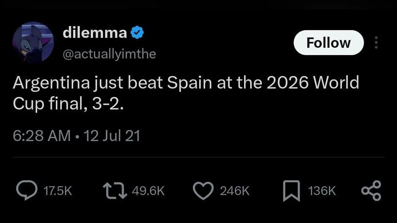 Tweet 2021 Ramalkan Argentina Menang 3-2 Atas Spanyol di Final Piala Dunia 2026, Viral