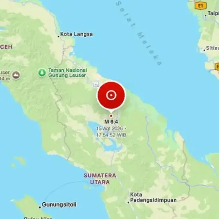 Gempa M 6,4 Guncang Simalungun, Getaran Terasa hingga Sumatera Barat