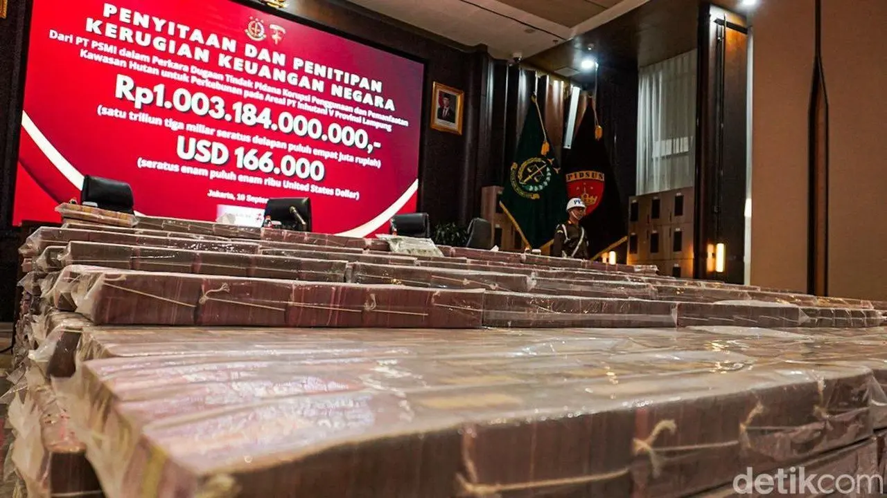 Kejagung Pamerkan Uang Sitaan Rp 1 Triliun Lebih, Ditata Bak Kasur
