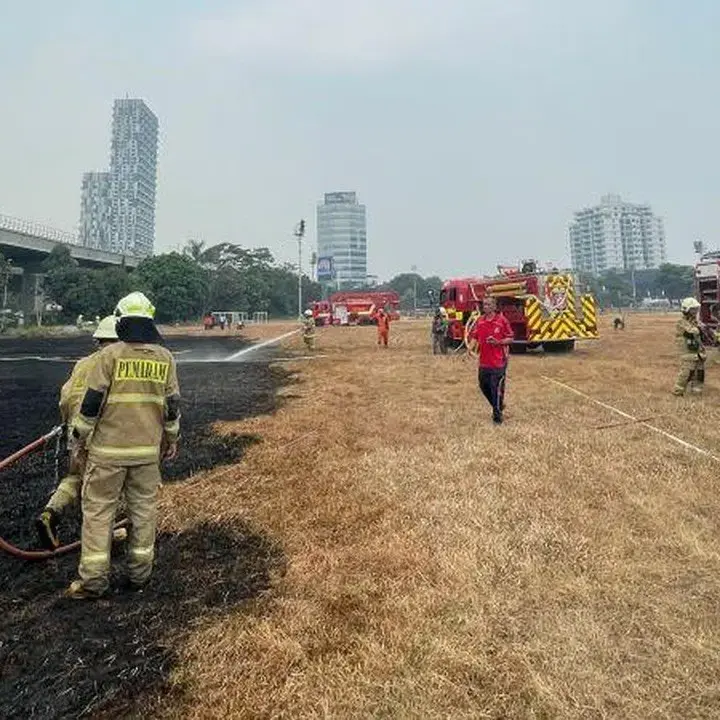 Lapangan Bola di Pancoran Terbakar, Diduga Dipicu Puntung Rokok