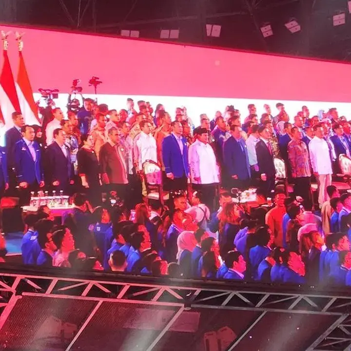 Prabowo dan Gibran Meriahkan HUT ke-25 Partai Demokrat Bersama SBY dan AHY